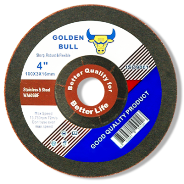 แผ่นเจียรบาง เหล็ก 4 นิ้ว WA GOLDEN BULL 100×3.0x16mm. (สีแดง)