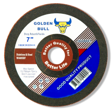 แผ่นเจียรบาง เหล็ก 7 นิ้ว  GOLDEN BULL 180×3.0x22mm. (สีแดง)